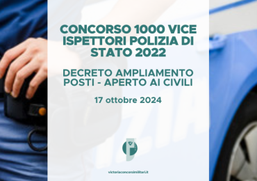 Concorso 1000 Vice Ispettori Polizia di Stato 2022 – Decreto Ampliamento Posti