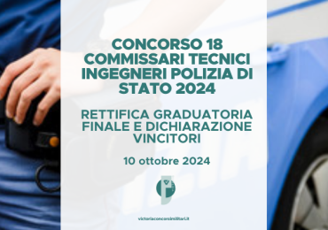 Concorso 18 Commissari Tecnici Ingegneri Polizia di Stato 2024 – Rettifica Graduatoria Finale e Dichiarazione Vincitori