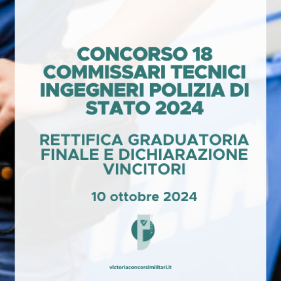 Concorso 18 Commissari Tecnici Ingegneri Polizia di Stato 2024 – Rettifica Graduatoria Finale e Dichiarazione Vincitori