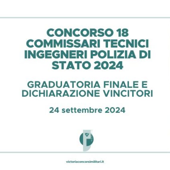 Concorso 18 Commissari Tecnici Ingegneri Polizia di Stato 2024 – Graduatoria Finale e Dichiarazione Vincitori