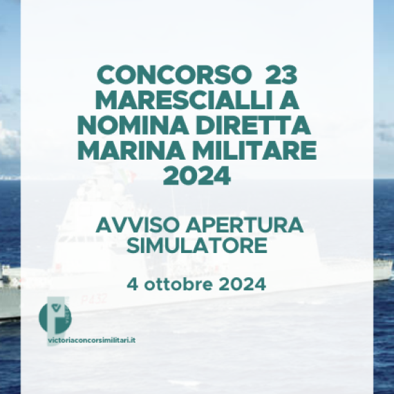 Concorso 23 Marescialli a Nomina Diretta Marina 2024 – Avviso Apertura Simulatore