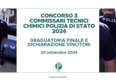 Concorso 3 Commissari Tecnici Chimici Polizia di Stato 2024 – Graduatoria Finale e Dichiarazione Vincitori