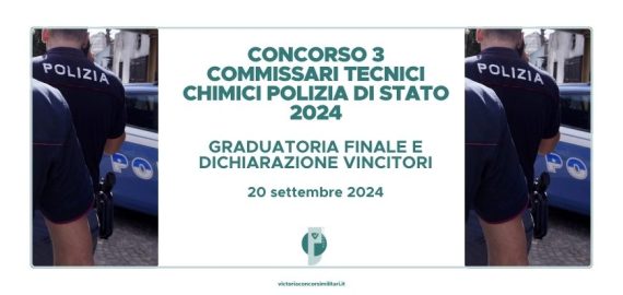 Concorso 3 Commissari Tecnici Chimici Polizia di Stato 2024 – Graduatoria Finale e Dichiarazione Vincitori