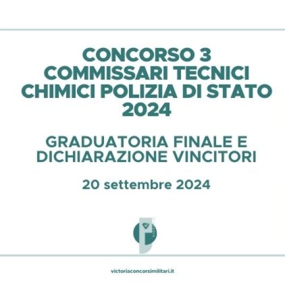 Concorso 3 Commissari Tecnici Chimici Polizia di Stato 2024 – Graduatoria Finale e Dichiarazione Vincitori