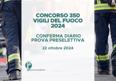 Concorso 350 Vigili del Fuoco 2024 – Conferma Diario Prova Preselettiva