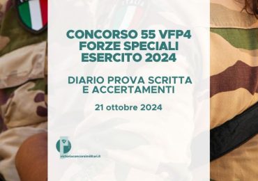 Concorso Straordinario 55 VFP4 Forze Speciali Esercito 2024 – Diario Prova Scritta e Accertamenti