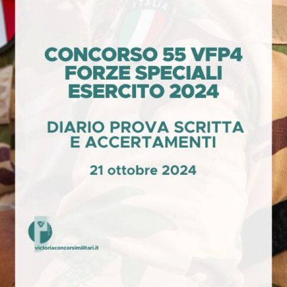 Concorso Straordinario 55 VFP4 Forze Speciali Esercito 2024 – Diario Prova Scritta e Accertamenti