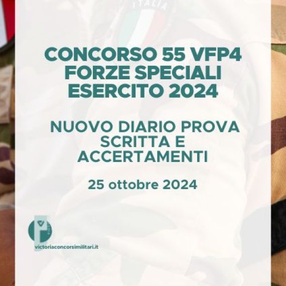 Concorso Straordinario 55 VFP4 Forze Speciali Esercito 2024 – Nuovo Diario Prova Scritta e Accertamenti