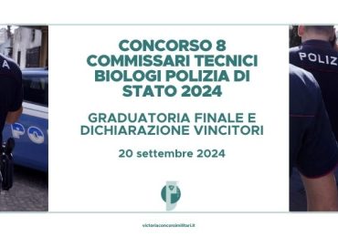 Concorso 8 Commissari Tecnici Biologi Polizia di Stato 2024 – Graduatoria Finale e Dichiarazione Vincitori