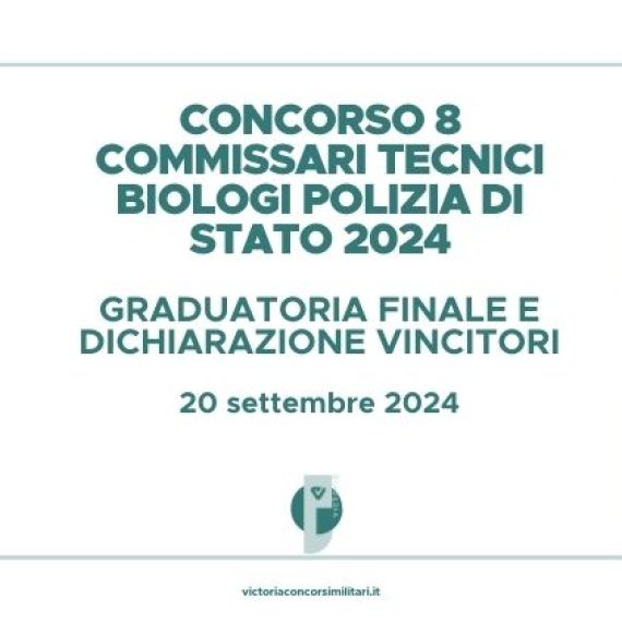 Concorso 8 Commissari Tecnici Biologi Polizia di Stato 2024 – Graduatoria Finale e Dichiarazione Vincitori