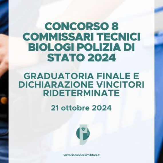 Concorso 8 Commissari Tecnici Biologi Polizia di Stato 2024 – Graduatoria Finale e Dichiarazione Vincitori Rideterminate