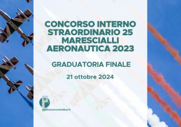 Concorso Interno Straordinario 25 Marescialli Aeronautica 2023 – Graduatoria Finale