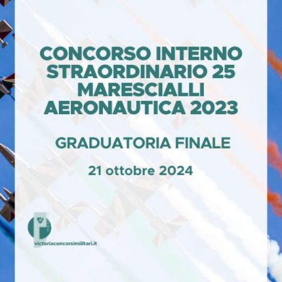 Concorso Interno Straordinario 25 Marescialli Aeronautica 2023 – Graduatoria Finale