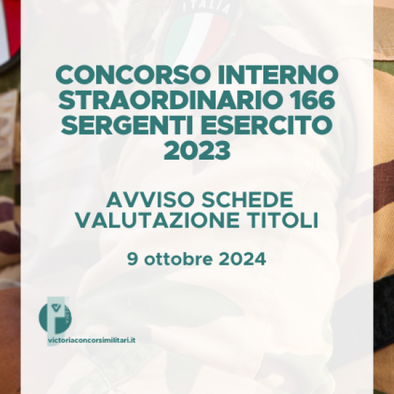 Concorso Interno Straordinario 166 Sergenti Esercito 2023 – Avviso Schede Valutazione Titoli