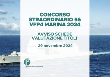 Concorso Straordinario 56 VFP4 Marina 2024 – Avviso Schede Valutazione Titoli