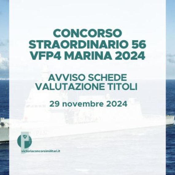 Concorso Straordinario 56 VFP4 Marina 2024 – Avviso Schede Valutazione Titoli